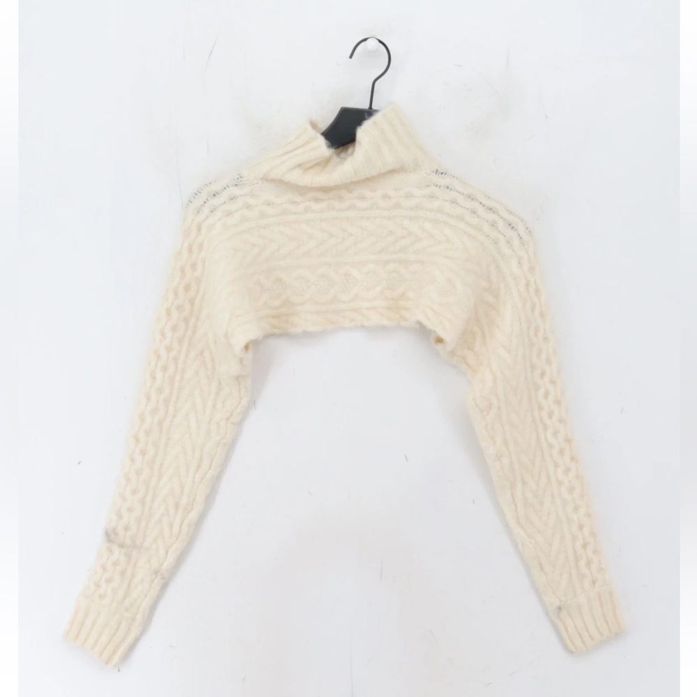 Zara Cream cropped Cowl Neck Chunky Knit Sweater - Picture 6 of 9